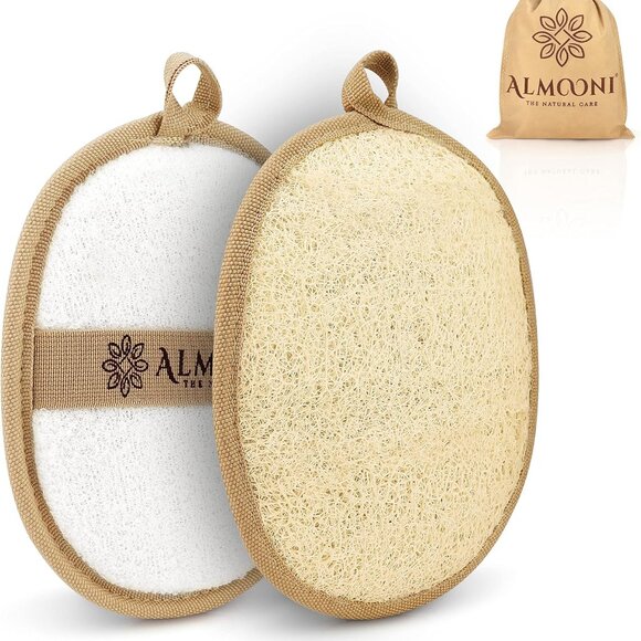 Natural Egyptian Loofah Exfoliating Body Scrubber Set - 2 Count for Radiant Skin - Picture 1 of 8